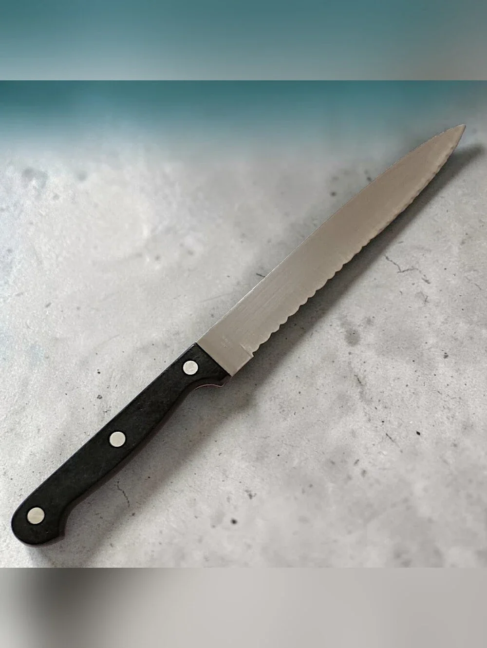 Ginsu Kiso Slicer Knife Black Handle Dishwasher Safe Stainless Steel Blade